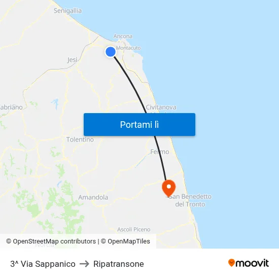 3^ Via Sappanico to Ripatransone map