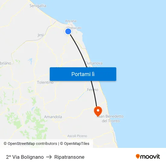 2^ Via Bolignano to Ripatransone map