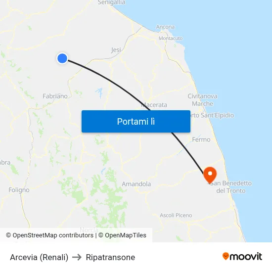 Arcevia (Renali) to Ripatransone map