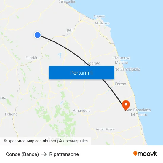 Conce (Banca) to Ripatransone map