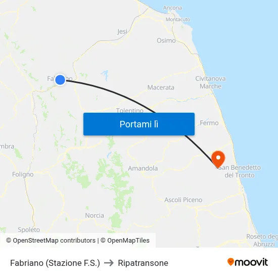 Fabriano (Stazione F.S.) to Ripatransone map
