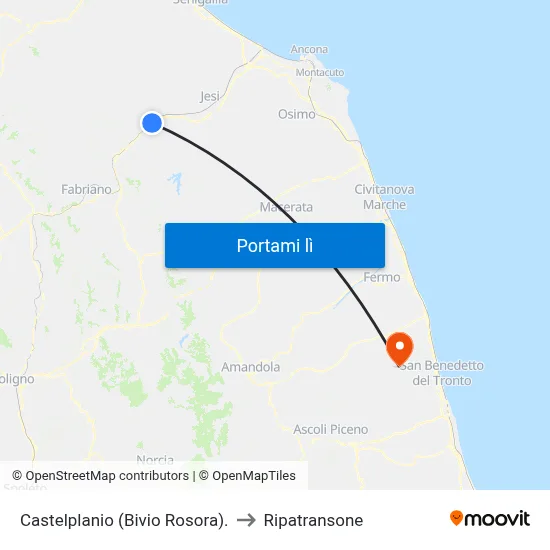 Castelplanio (Bivio Rosora). to Ripatransone map