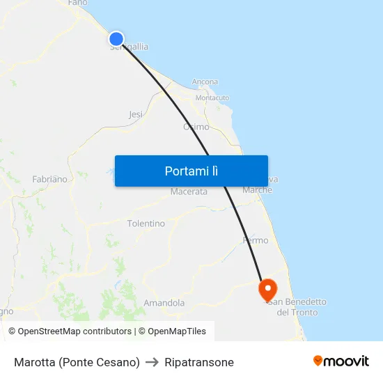 Marotta (Ponte Cesano) to Ripatransone map