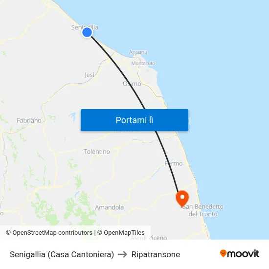 Senigallia (Casa Cantoniera) to Ripatransone map