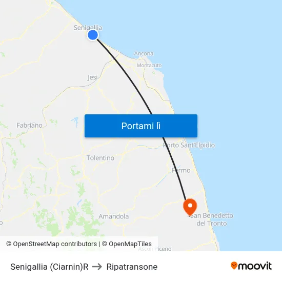 Senigallia (Ciarnin)R to Ripatransone map