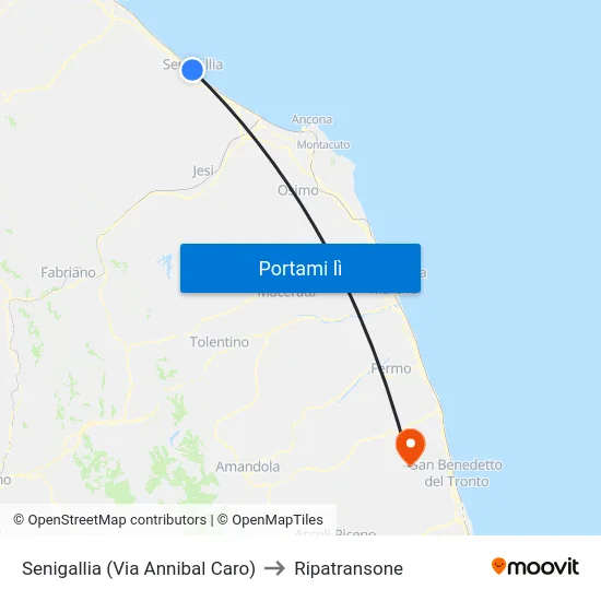 Senigallia (Via Annibal Caro) to Ripatransone map