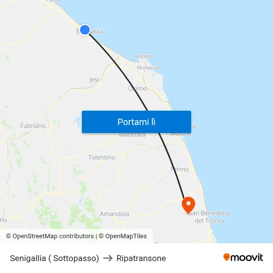 Senigallia ( Sottopasso) to Ripatransone map