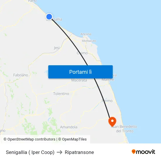 Senigallia ( Iper Coop) to Ripatransone map