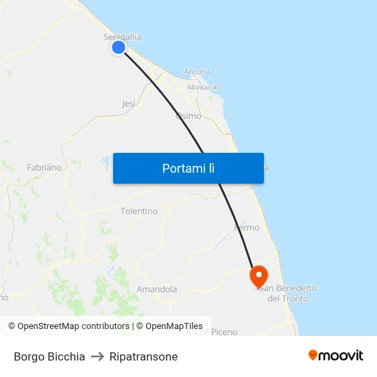 Borgo Bicchia to Ripatransone map