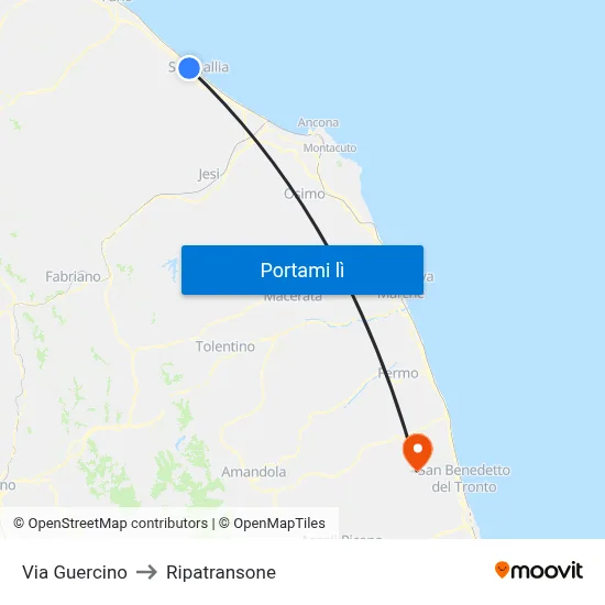 Via Guercino to Ripatransone map