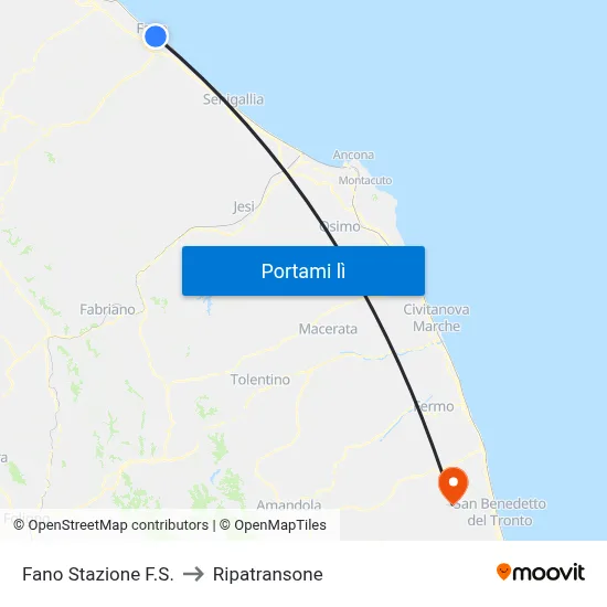Fano Stazione F.S. to Ripatransone map