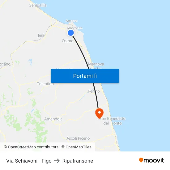 Via Schiavoni - Figc to Ripatransone map