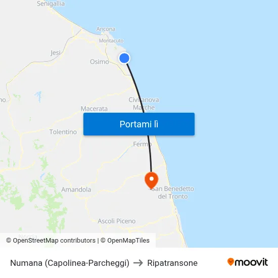 Numana (Capolinea-Parcheggi) to Ripatransone map
