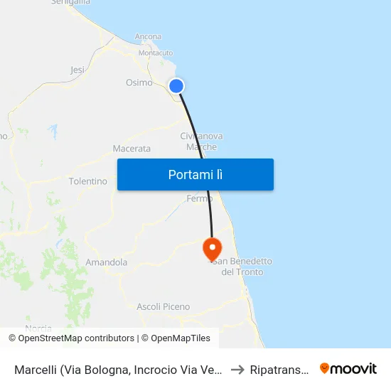 Marcelli (Via Bologna, Incrocio Via Venezia) to Ripatransone map