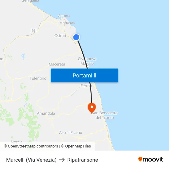 Marcelli (Via Venezia) to Ripatransone map