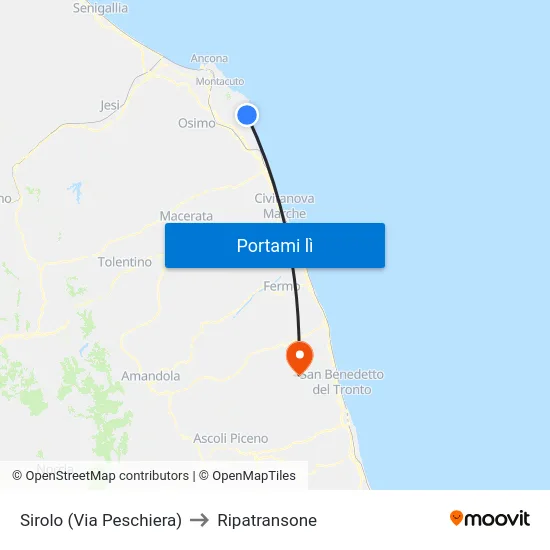 Sirolo (Via Peschiera) to Ripatransone map