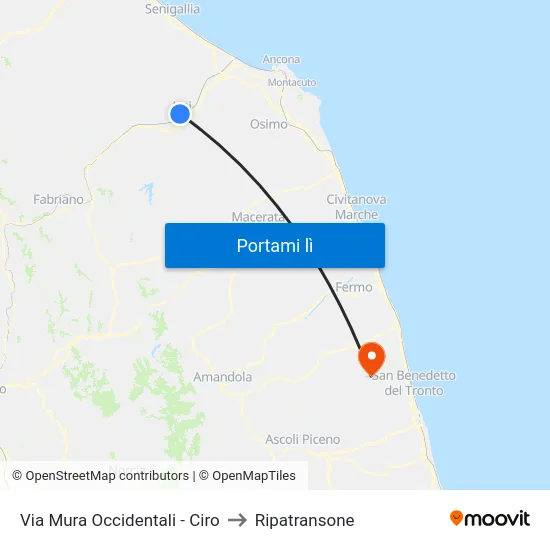 Via Mura Occidentali - Ciro to Ripatransone map