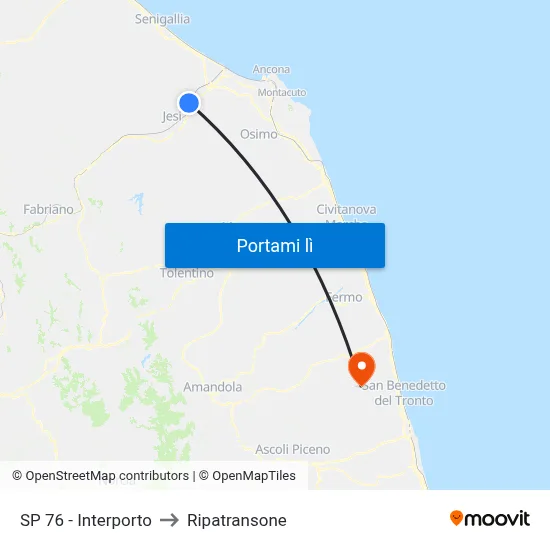 SP 76 - Interporto to Ripatransone map