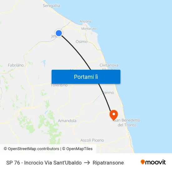 SP 76 - Incrocio Via Sant'Ubaldo to Ripatransone map