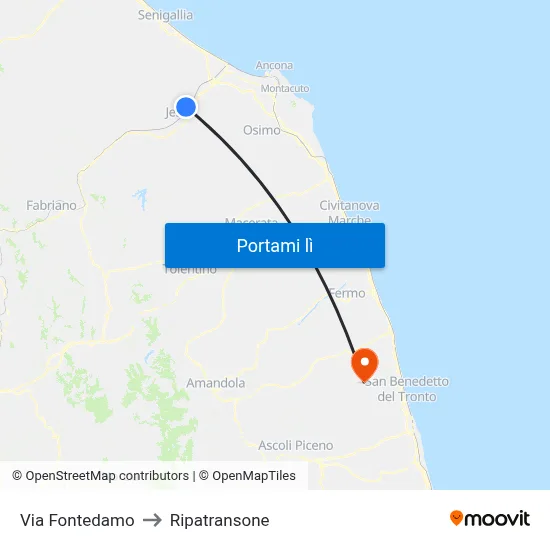 Via Fontedamo to Ripatransone map