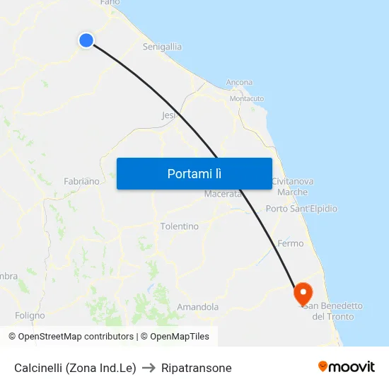 Calcinelli (Zona Ind.Le) to Ripatransone map