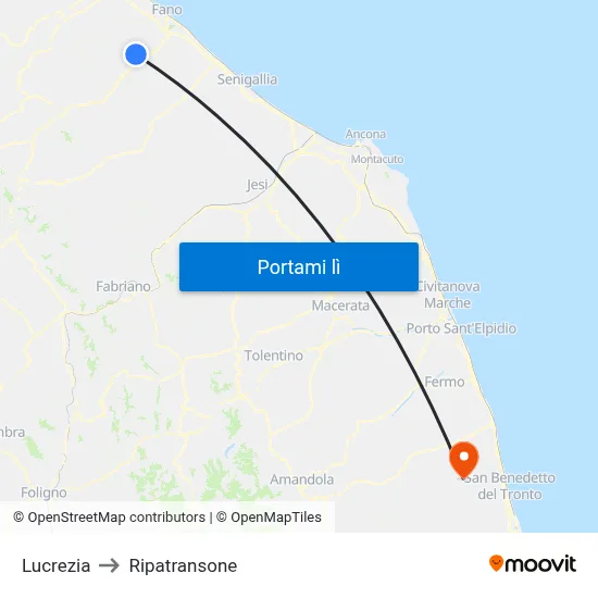 Lucrezia to Ripatransone map