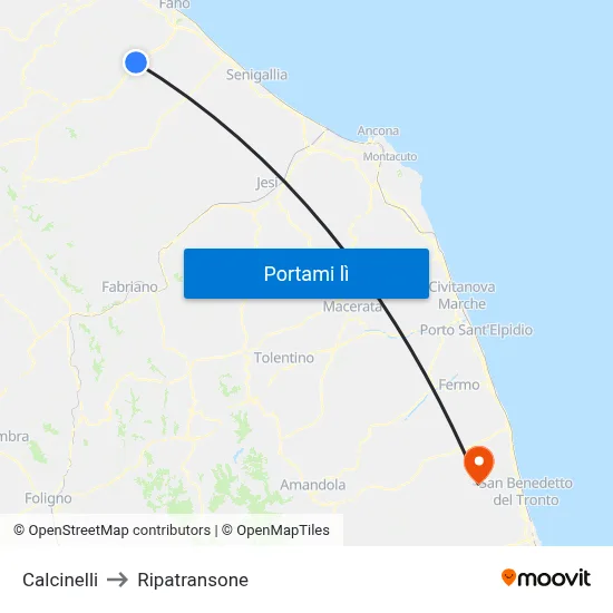 Calcinelli to Ripatransone map