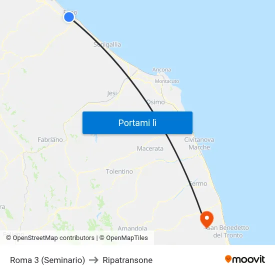 Roma 3 (Seminario) to Ripatransone map