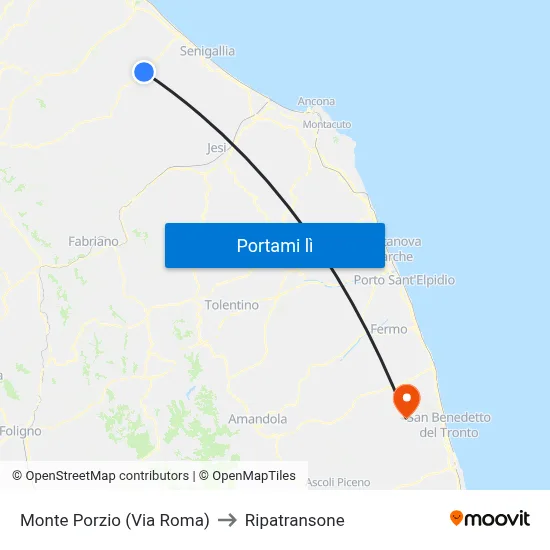 Monte Porzio (Via Roma) to Ripatransone map