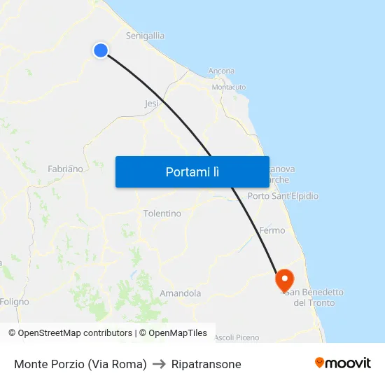 Monte Porzio (Via Roma) to Ripatransone map