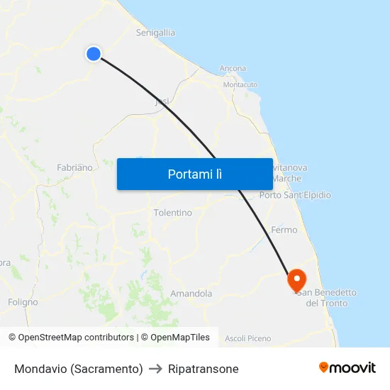 Mondavio (Sacramento) to Ripatransone map
