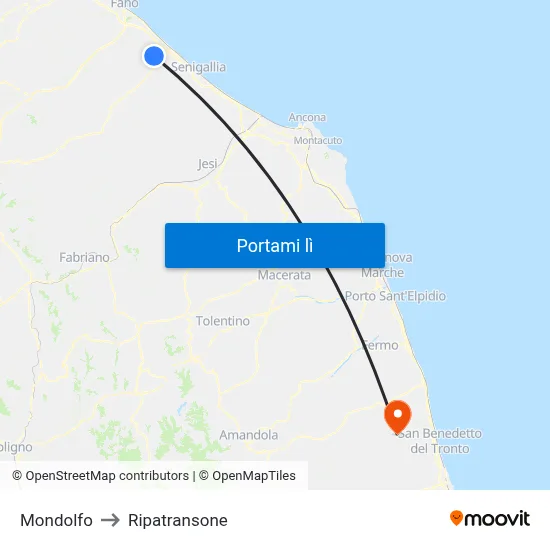 Mondolfo to Ripatransone map
