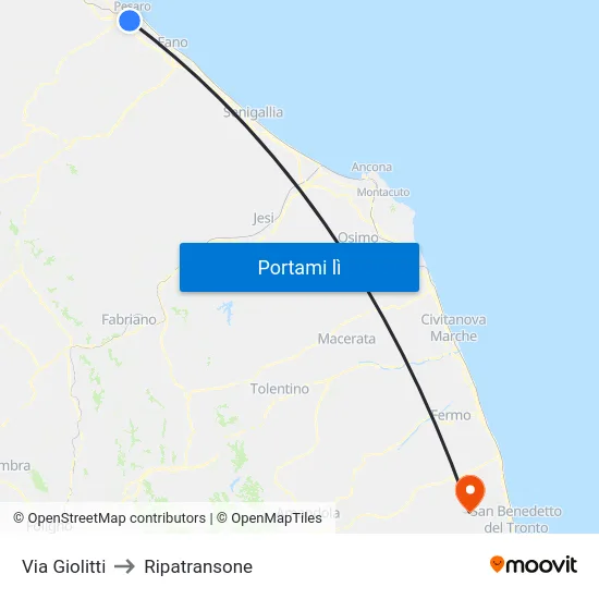Via Giolitti to Ripatransone map