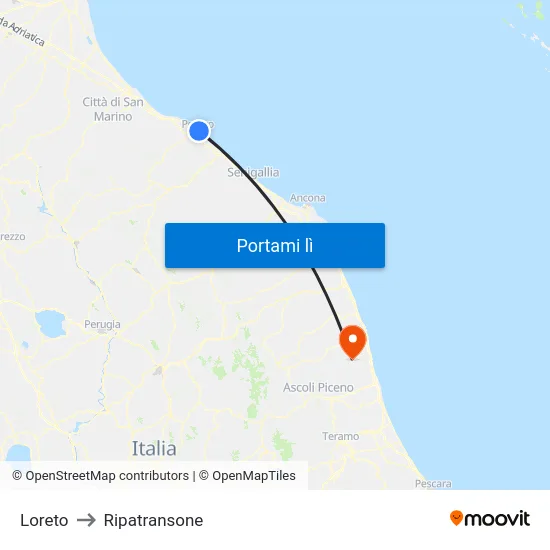 Loreto to Ripatransone map
