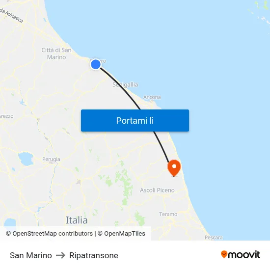 San Marino to Ripatransone map