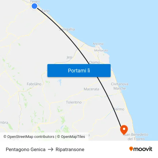 Pentagono Genica to Ripatransone map