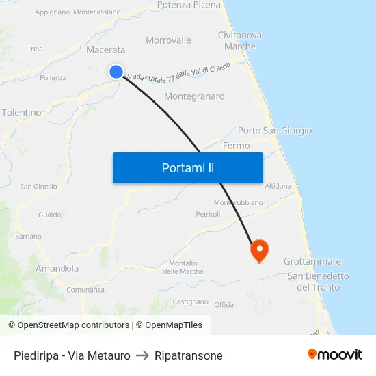 Piediripa - Via Metauro to Ripatransone map