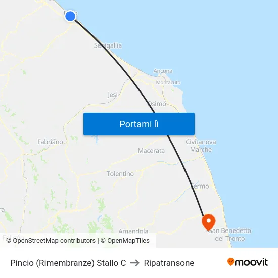 Pincio (Rimembranze) Stallo C to Ripatransone map