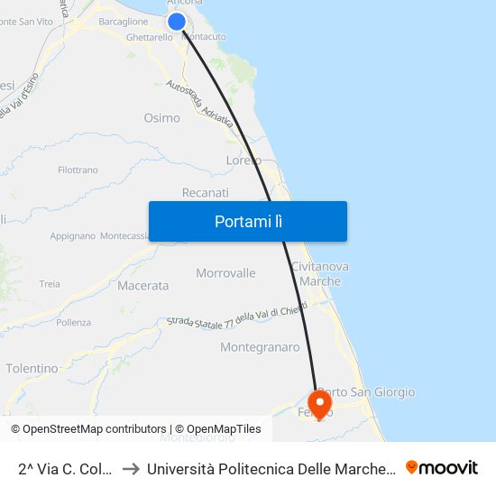 2^ Via C. Colombo - Ex Crass to Università Politecnica Delle Marche - Facoltà Di Ingegneria - Sede Di Fermo map