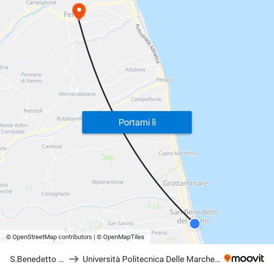 S.Benedetto Tronto - Stazione to Università Politecnica Delle Marche - Facoltà Di Ingegneria - Sede Di Fermo map