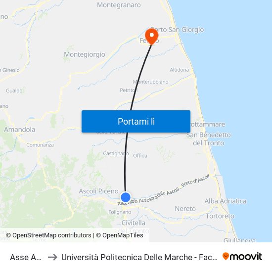 Asse Attrezzato to Università Politecnica Delle Marche - Facoltà Di Ingegneria - Sede Di Fermo map