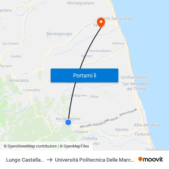 Lungo Castellano -Scuola D'Azeglio to Università Politecnica Delle Marche - Facoltà Di Ingegneria - Sede Di Fermo map