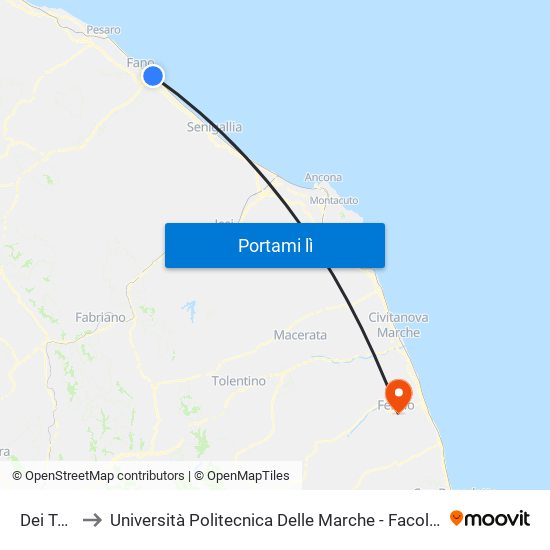 Dei Tamerici to Università Politecnica Delle Marche - Facoltà Di Ingegneria - Sede Di Fermo map