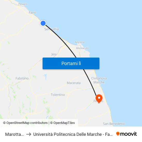Marotta (Garden) to Università Politecnica Delle Marche - Facoltà Di Ingegneria - Sede Di Fermo map