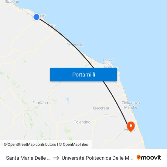 Santa Maria Delle Fabbrecce Costa Del Ciacco to Università Politecnica Delle Marche - Facoltà Di Ingegneria - Sede Di Fermo map