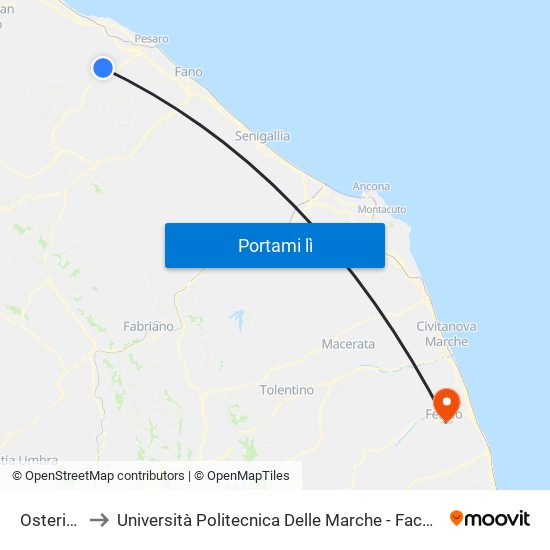 Osteria Nuova to Università Politecnica Delle Marche - Facoltà Di Ingegneria - Sede Di Fermo map