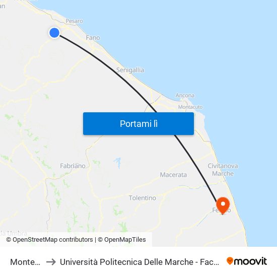 Monte Cervino to Università Politecnica Delle Marche - Facoltà Di Ingegneria - Sede Di Fermo map