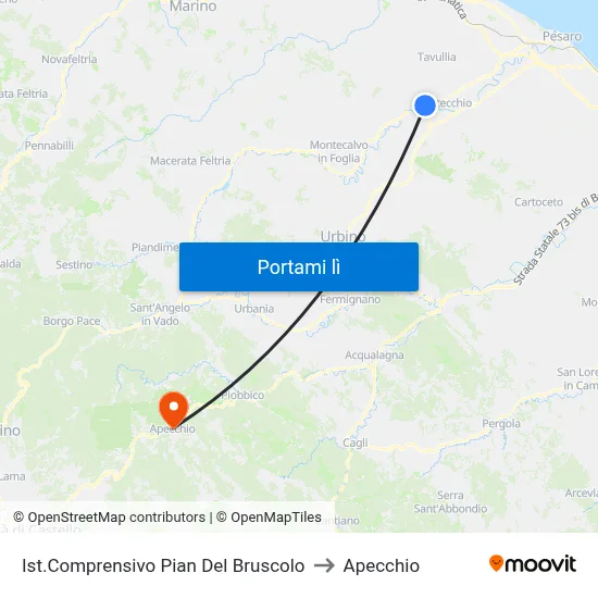 Ist.Comprensivo Pian Del Bruscolo to Apecchio map