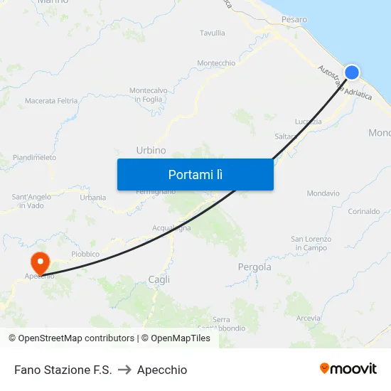 Fano Stazione F.S. to Apecchio map