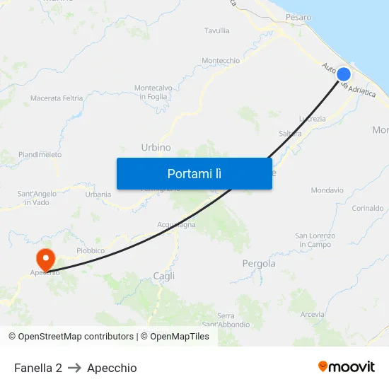 Fanella 2 to Apecchio map